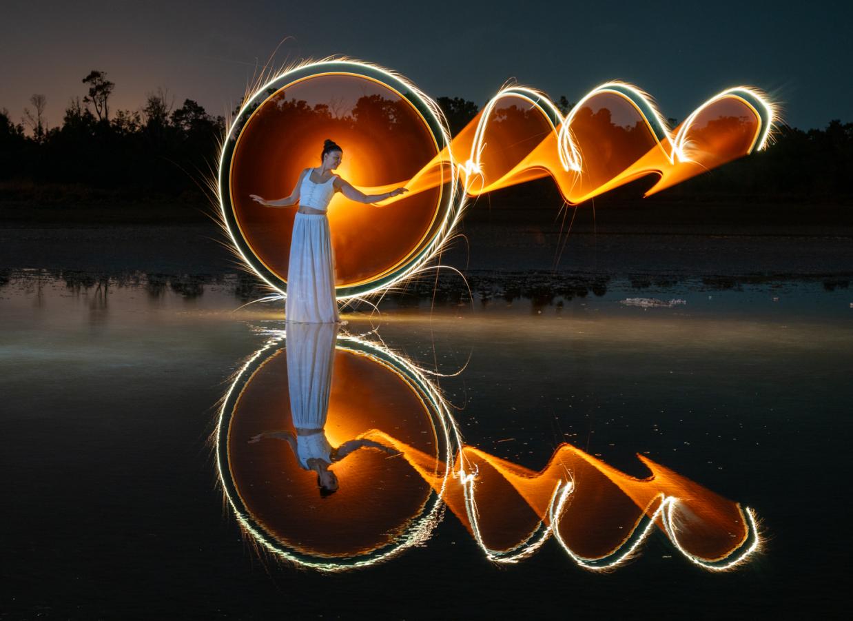 In a circle of light